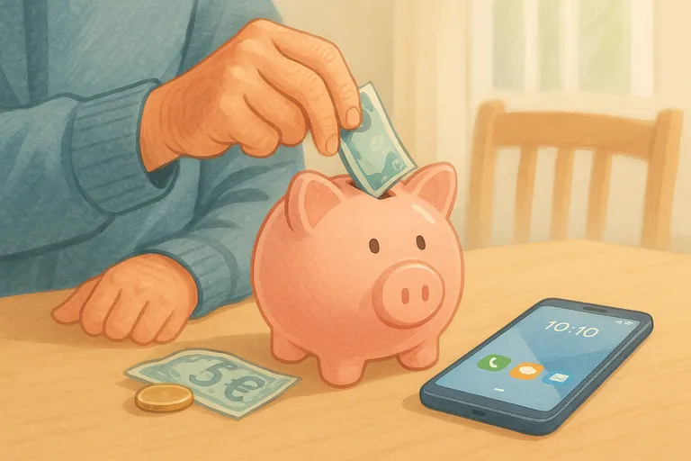 Ilustración que simboliza el ahorro que puede suponer una tarifa prepago de cinco euros para algunos usuarios.