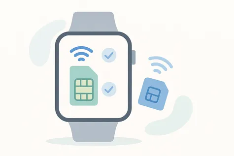 Ilustración de un smartwatch con tarjeta prepago y conexión propia a red móvil

