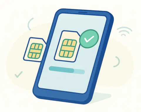 Ilustración del proceso de activación de una tarjeta SIM prepago en un móvil