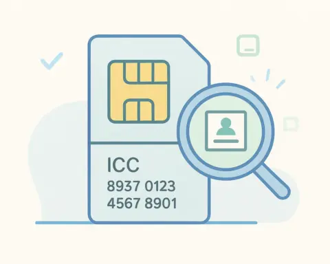 Ilustración de una tarjeta SIM con el número ICC destacado y visible